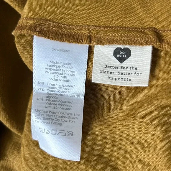 NEW Madewell Linen Blend Ruffle Sleeve Wrap Midi Dress Antique Gold NF934 Small - Picture 6 of 8